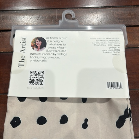 Society6 Black and Cream Polka Dot Shower Curtain - Picture 3 of 3